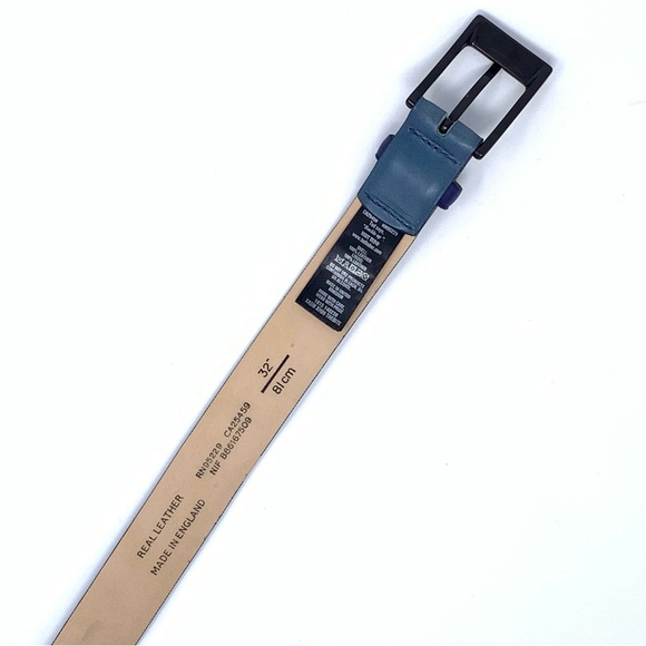 Ted Baker Leather Belt Size 32” Blue with Gold Hardware - Picture 5 of 9